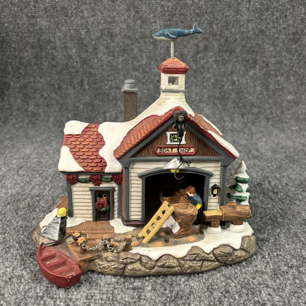 1999 Santa's Workbench Collection Towne Series Salty Dog Boat Shop With Cord